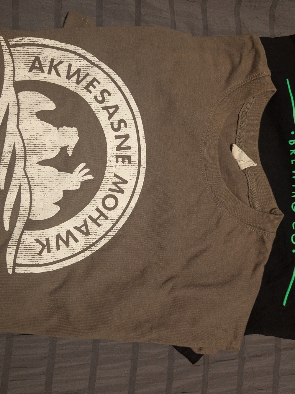 Akwesasne Mohawk Women's Brown Graphic Tee With Ellicott Brewing